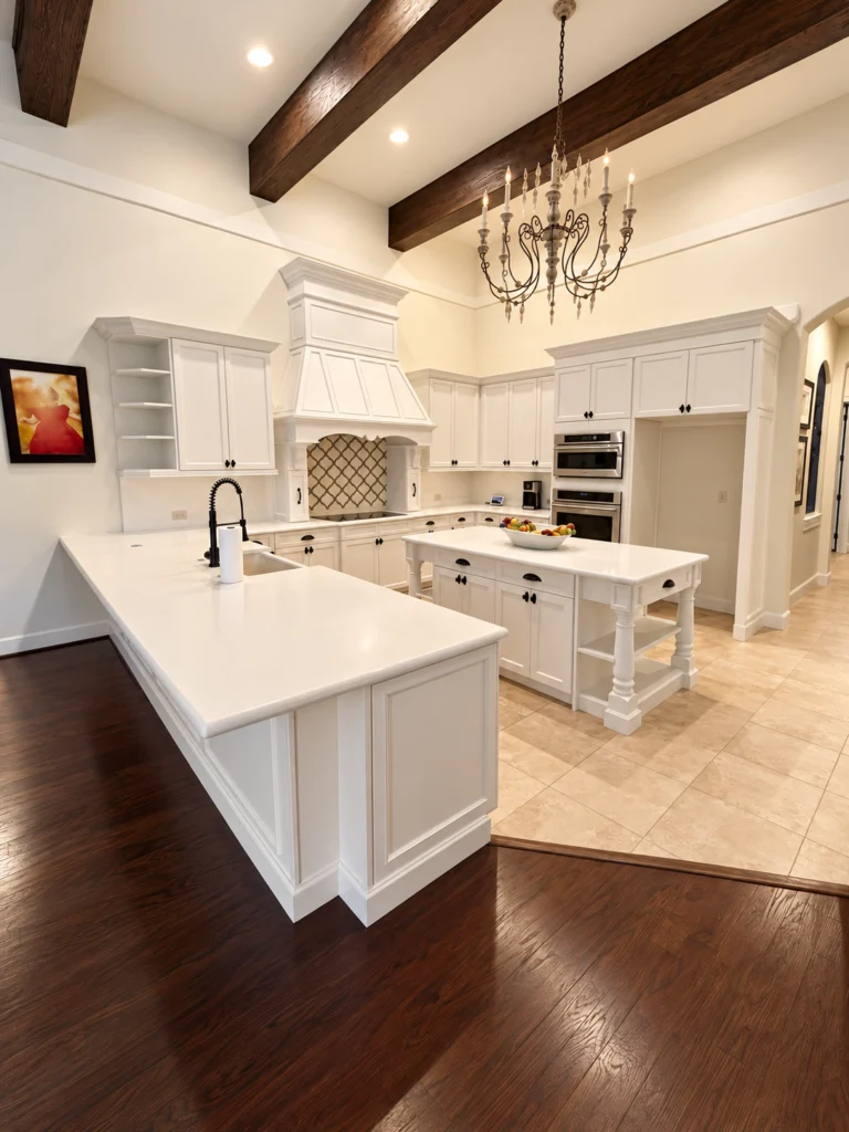 Refinished White Flour cabinets in a Lutz kitchen