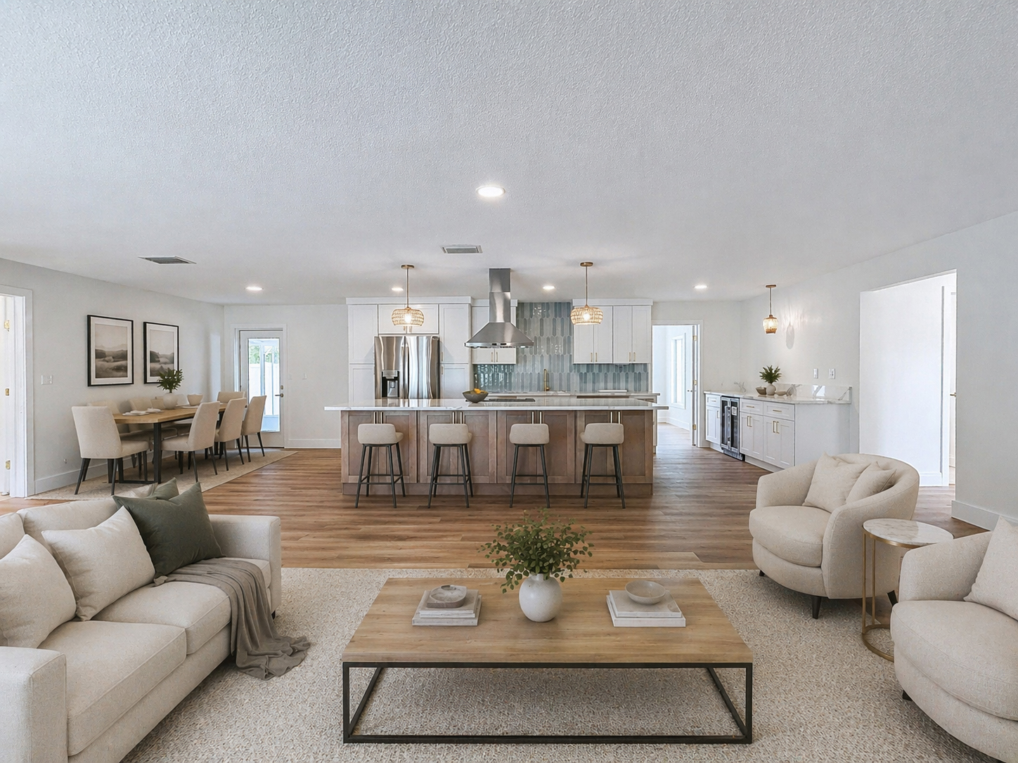 Tampa Bay kitchen remodeling — white and natural shaker kitchen with brass details
