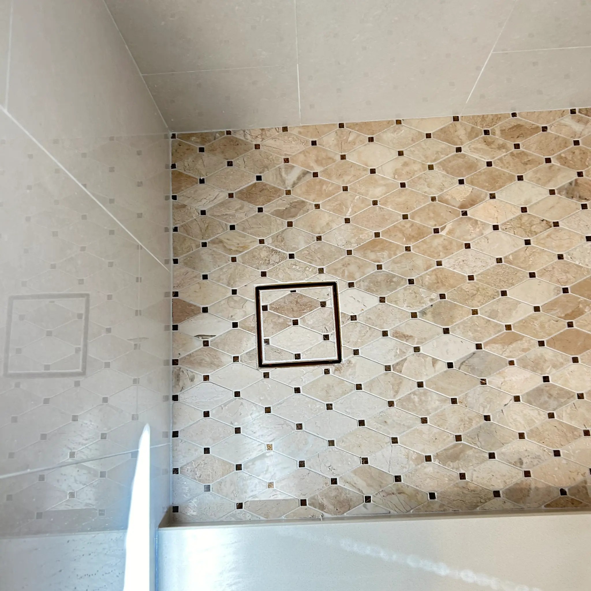 Tampa Bay bathroom remodeling — custom white tile shower detail