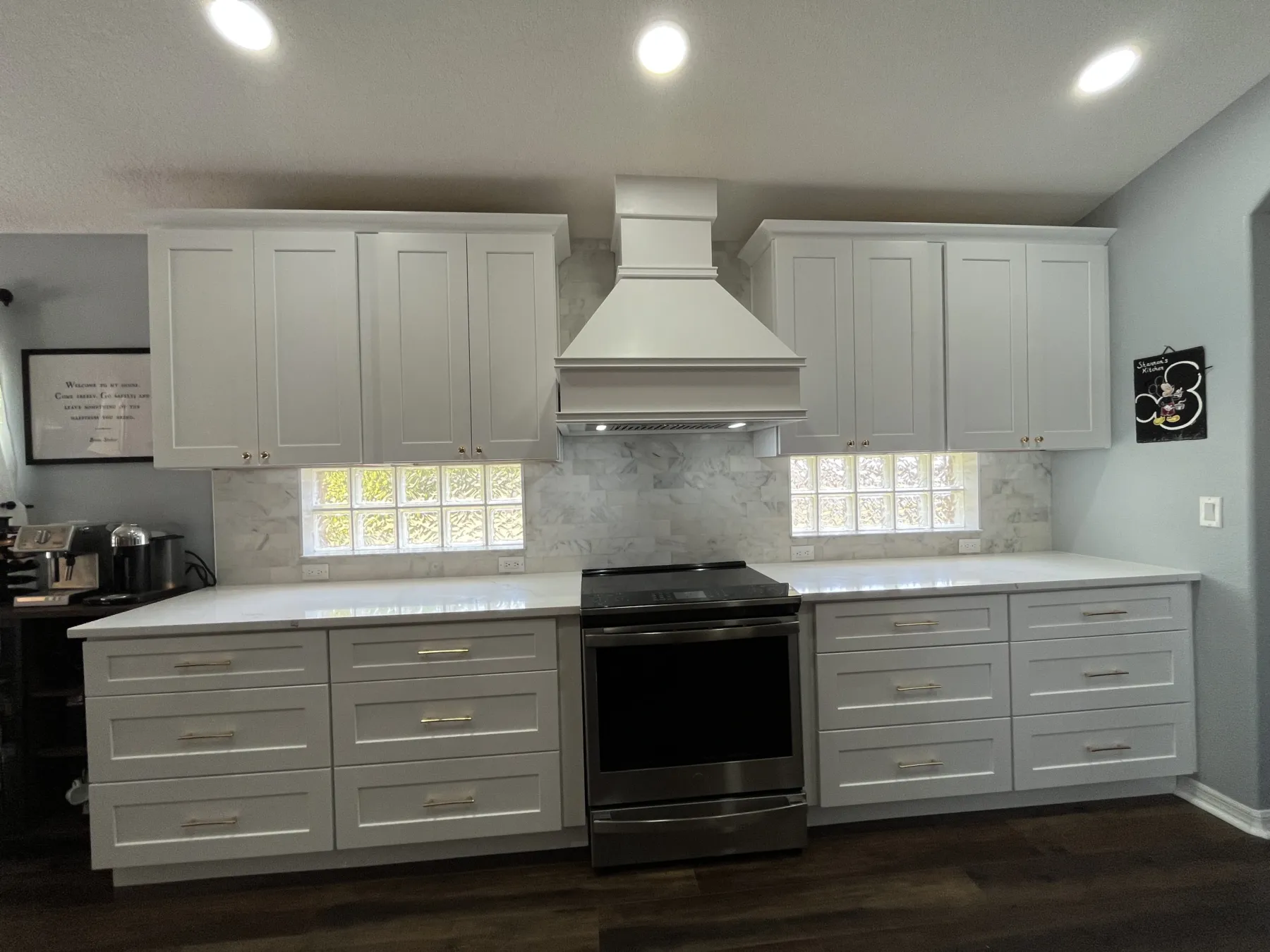 Custom plaster hood above range &mdash; coastal kitchen remodel Tampa Bay