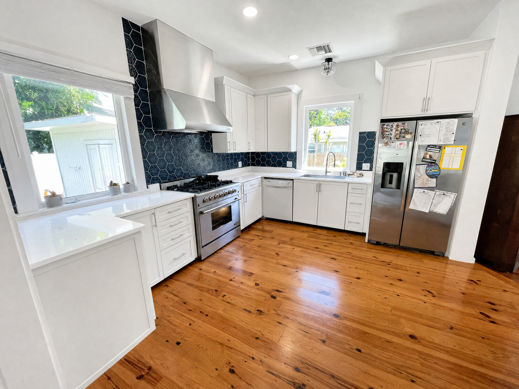 Tampa Bay cabinet refacing — thin shaker cabinet refacing kitchen with custom range wall