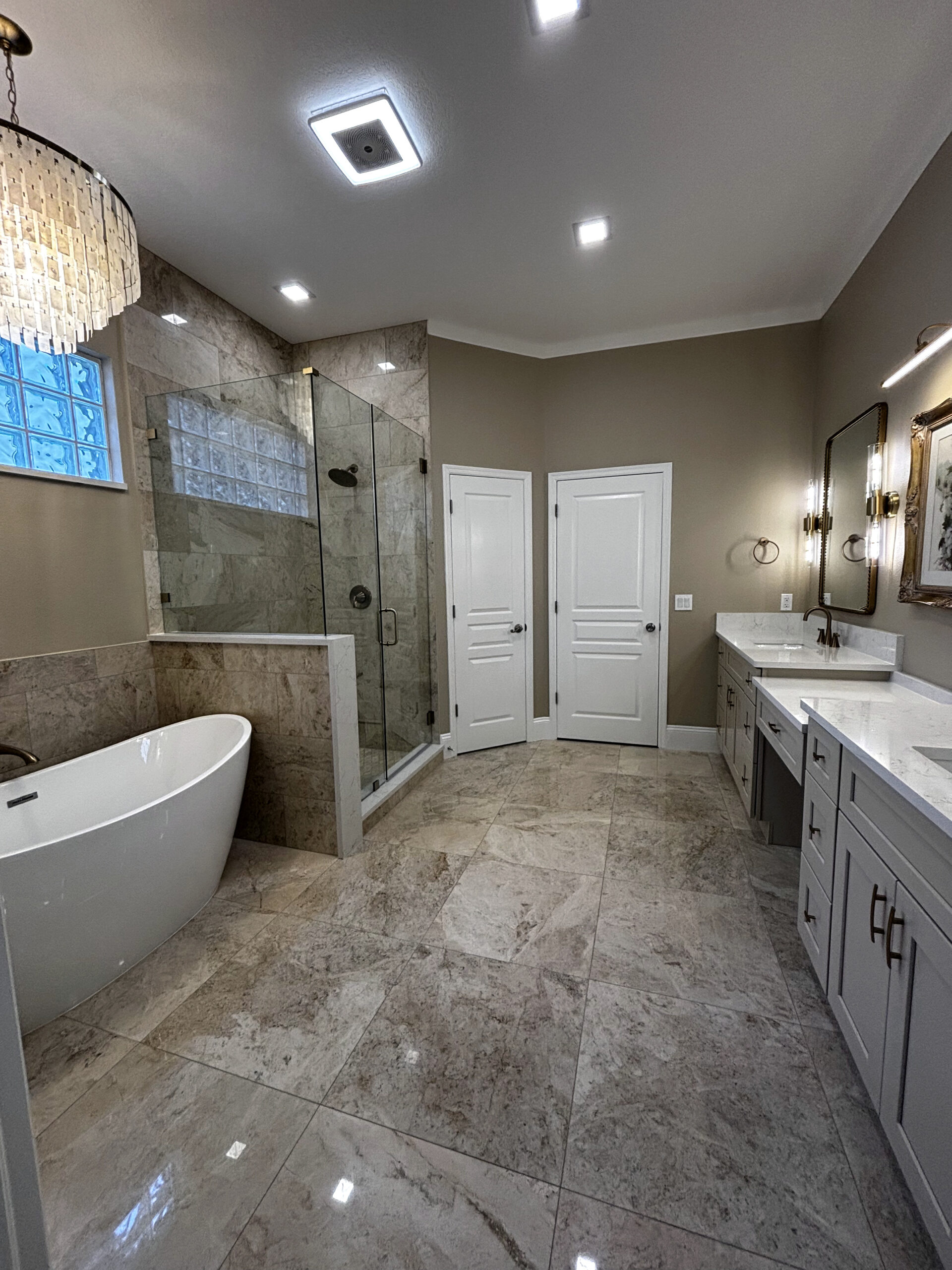 Bathroom remodeling in Tampa Bay — Grey stone wet room vanity