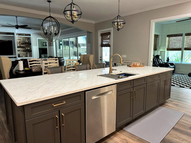 Urbane bronze and snowbound cabinet refinishing island kitchen