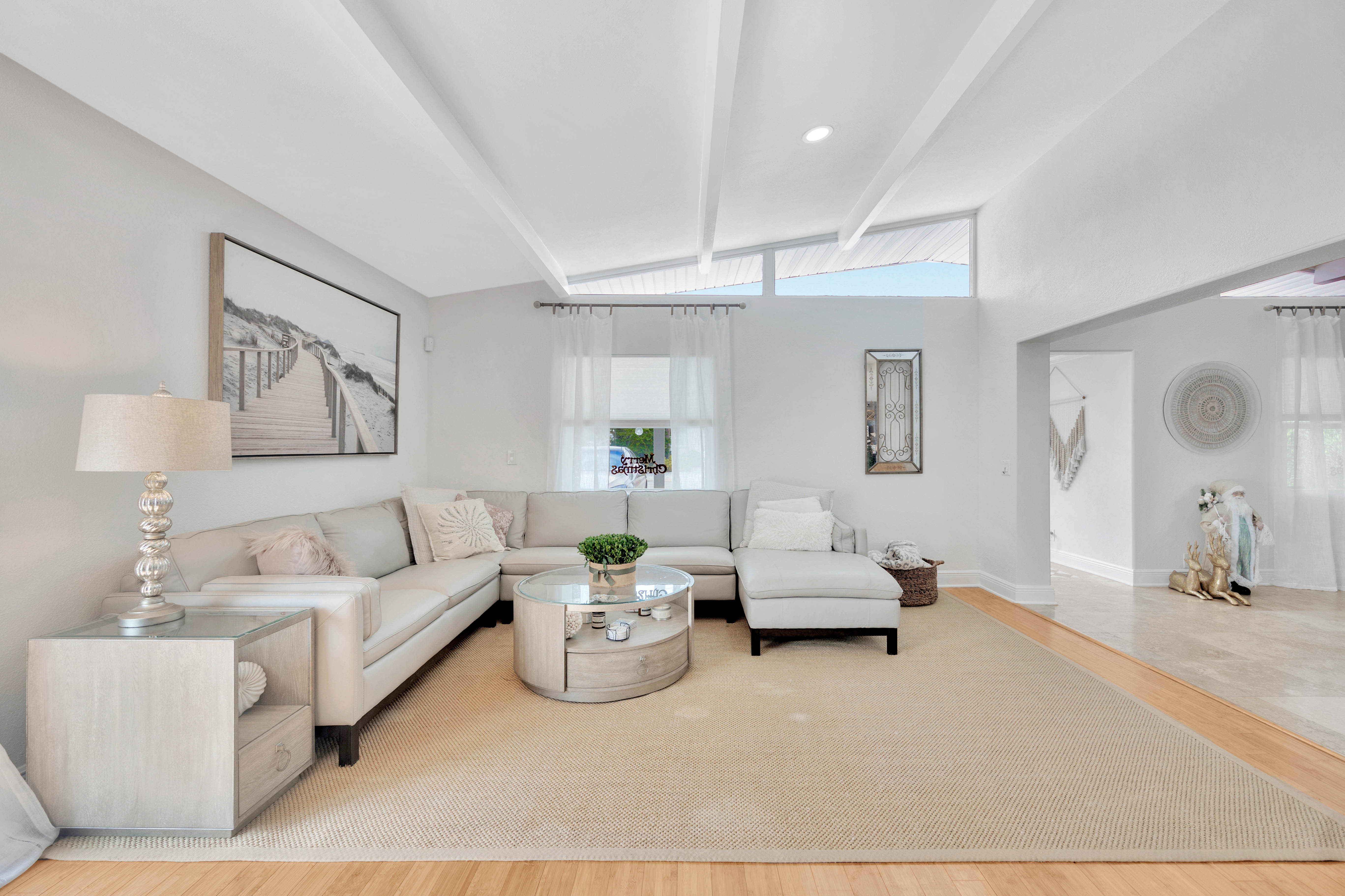 Interior painting project with vaulted coastal living room — Bayshore Remodels Tampa Bay